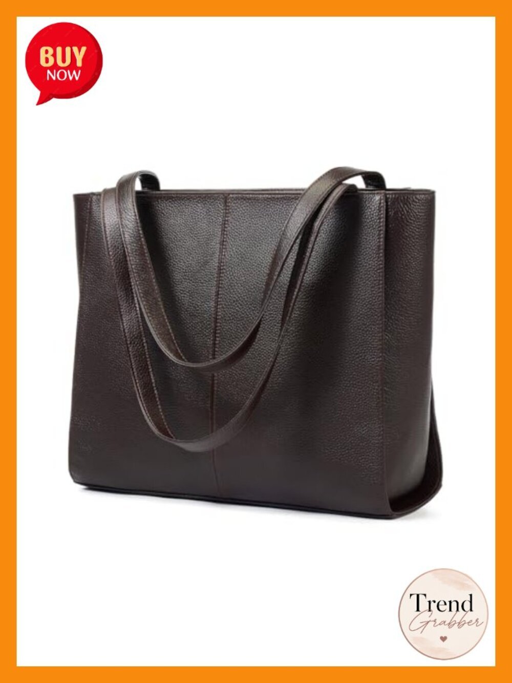 Genuine Leather Large Tote Bag with Laptop Compartment